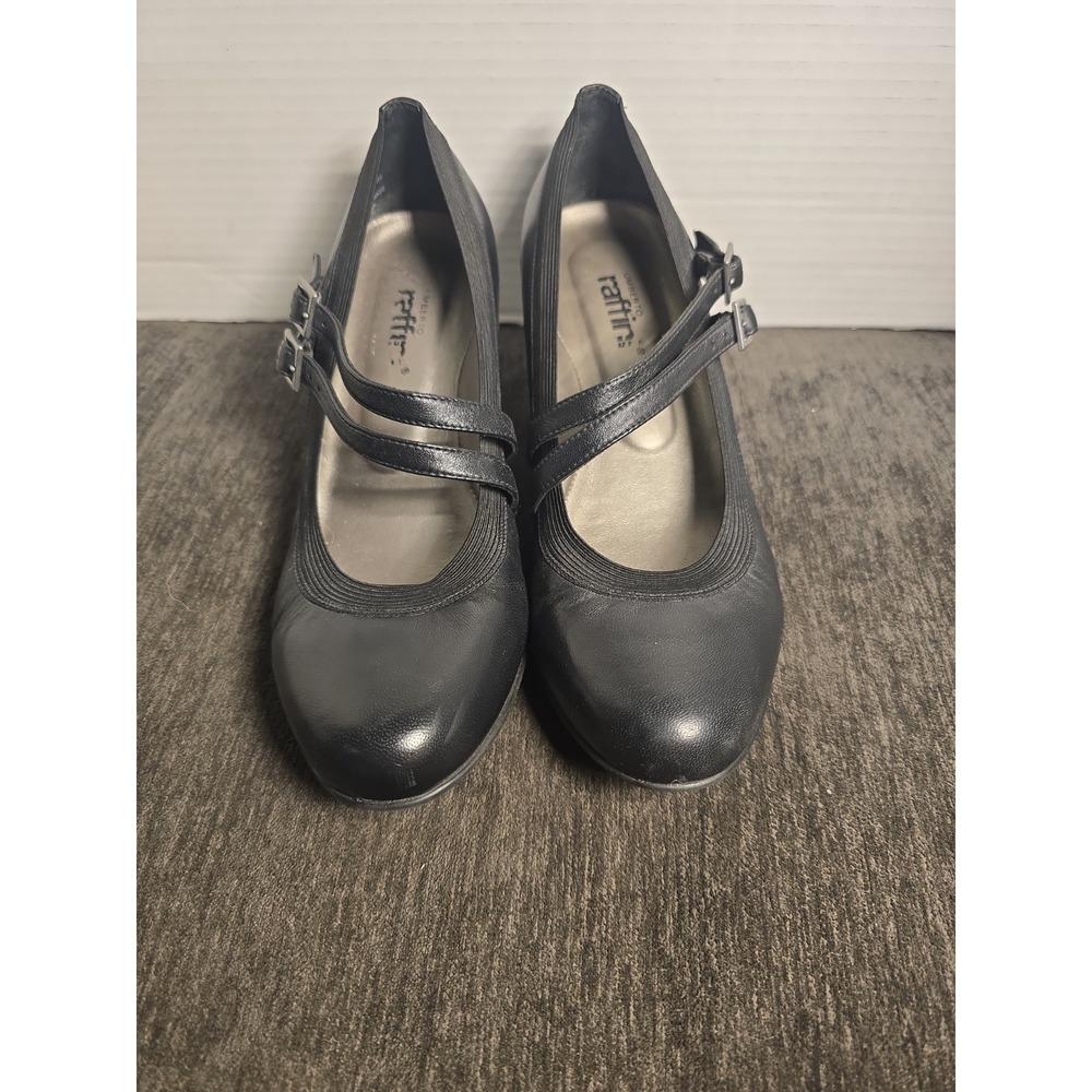 Umberto Raffini Nicolette Walking‎ Heels Black Leather Womens Size 8 (38)